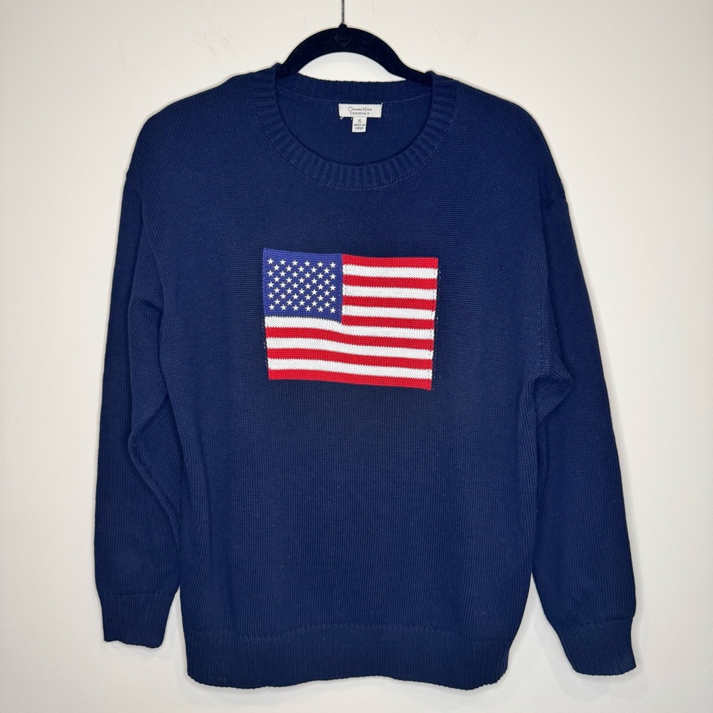 Orange Kiss Relaxed Fit American Flag Sweater Size S